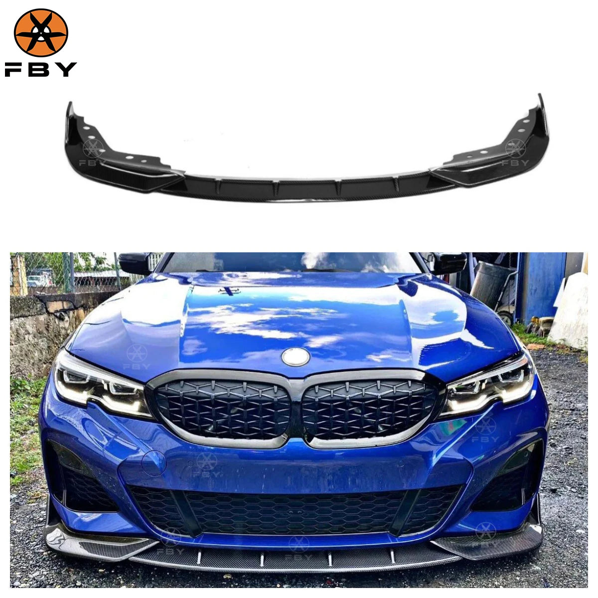 AK Style Carbon Fiber Front Bumper Lip for BMW 3 Series M340I G20 G28 M-Sport 2019-2023 Auto Parts